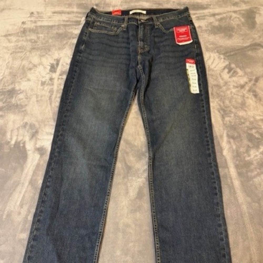 Levi Strauss Signature Mens Straight Fit Jeans Blue Stretch Denim 32x34 New